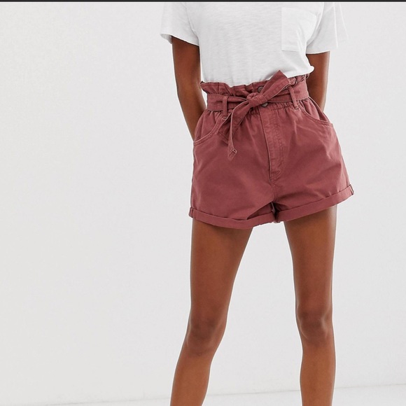 Abercrombie & Fitch denim shorts with paperbag waist - Picture 2 of 6